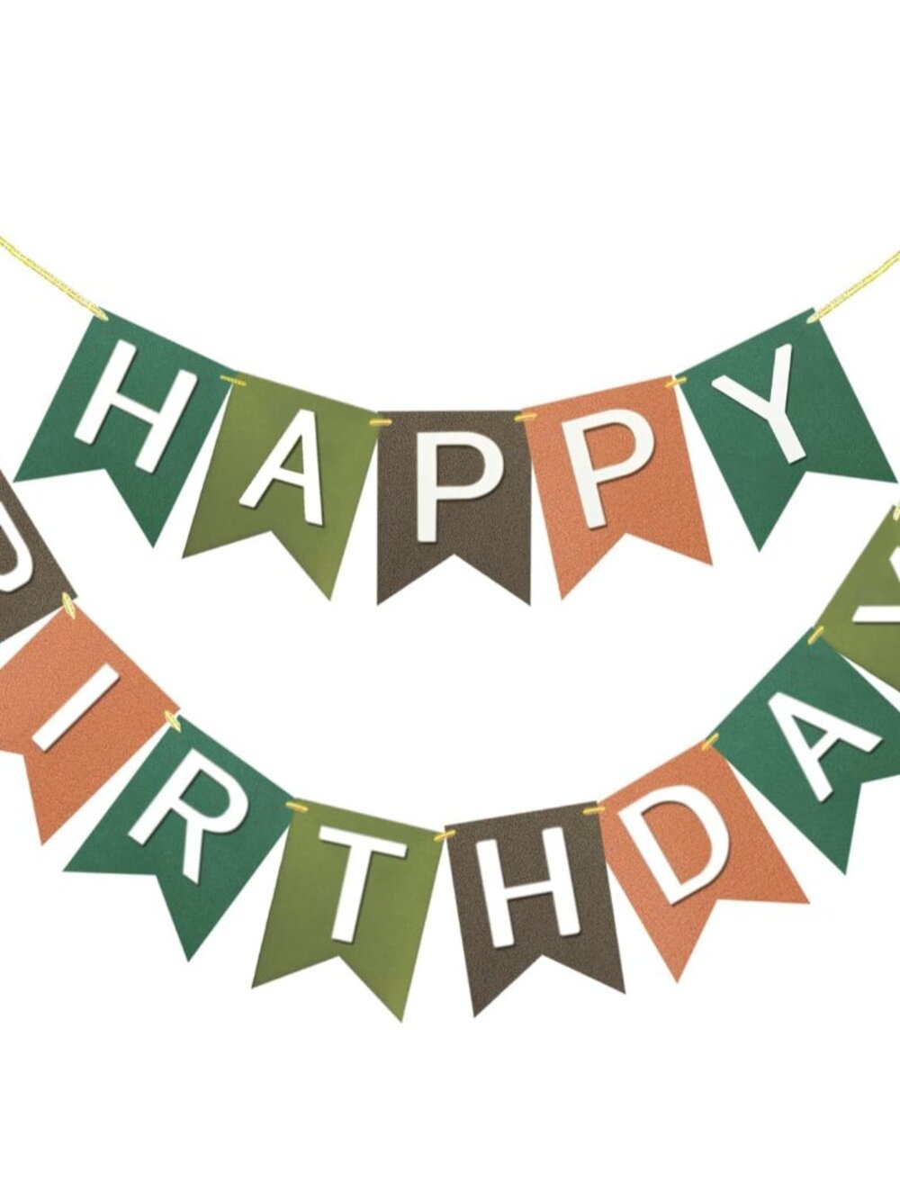 Brown Happy Birthday Banner Handmade Tropical Theme 13pcs